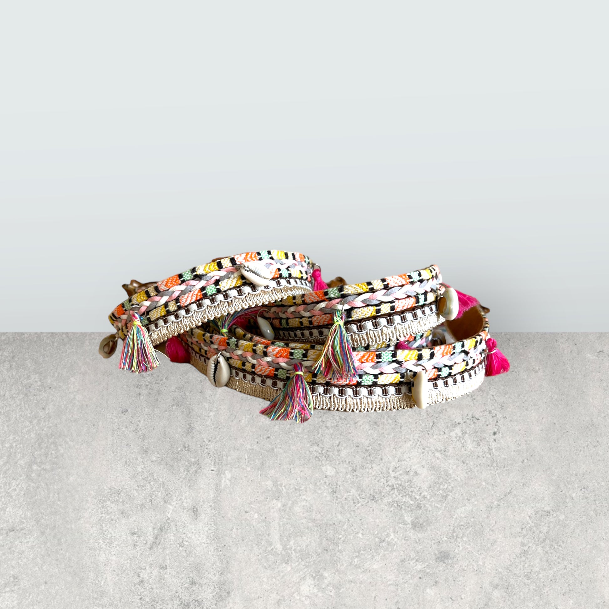 Temu Hat Beanie Belt Band Boho Handmade DIY Lanyard Accessories Colorful Decoration Ornament Girdle Bands for Women Men Fedora,Chinese,Flower,Shells
